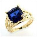 Fine Jewelry Sapphire Cushion 9 Ct Center Cubic Zirconia Cz Ring