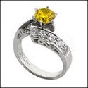 Estate Canary Round 0.75 Center Twist Cubic Zirconia Cz Ring