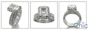 3 Carat Radiant Cubic Zirconia Center Halo Engagement RIng  Fitted Pave  Wedding Cz Band 14K W Gold