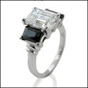 3 Stone 2 Ct Ememrald Black Emerlad Cubic Zirconia Cz Ring