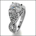 Engagement 1.25 Round Center Pave Cubic Zirconia Cz Ring