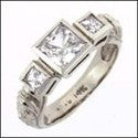 Anniversary 1.6 TCW Princess Euro Shank Cubic Zirconia Bezel 14K W Gold Ring