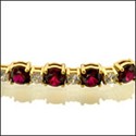 Tennis Ruby Round Yellow Gold Cubic Zirconia CZ Bracelet