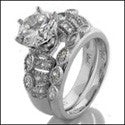 Matching Set 2 Ct Round Marquise anb Pave Set Cubic Zirconia Cz Ring