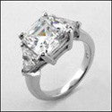 3 Stone Asscher Ct Triangle Prong Cubic Zirconia Cz Ring