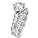 Round Brilliant Cut CZ Engagement Ring With Matching Band