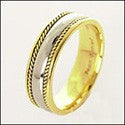 Mens Two Tone Braided Gold Wedding Band
