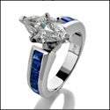 Engagement 1.5 Marquise Center Sapphire Princess Cubic Zirconia Cz Ring