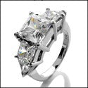 Princess Trillion Cubic Zirconia Anniversary Cz 14k White Gold Ring