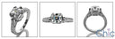 Engagement 1.5 Asscher Engraved Shank Pave Cubic Zirconia Cz Ring