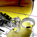Matching Set Round 1 Ct Center Two Tone Channel Cubic Zirconia Cz Ring