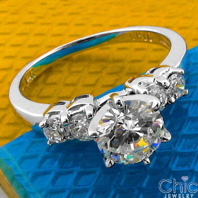 Engagement Tiffany prong Ct Round Center Cubic Zirconia Cz Ring