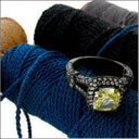 1.5 Carat Canary Cushion Cubic Zirconia Rose Gold Halo and Pave Sides Two Tone 14K Ring
