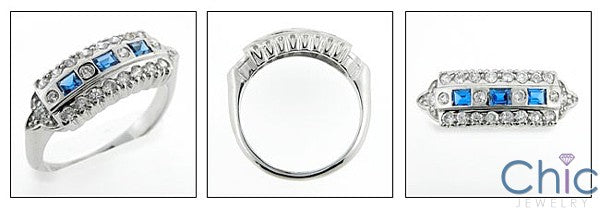 Cubic Zirconia .55 TCW Sapphire Carat Diamond Pave 14K White Gold Ring