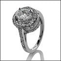 Estate 1.25 Oval Halo Ct Pave Cubic Zirconia Cz Ring
