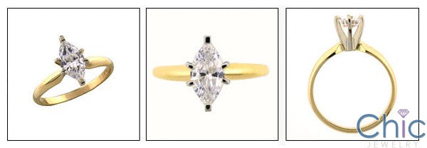 Solitaire 1.5 Marquise Center Engagement Cubic Zirconia Cz Ring