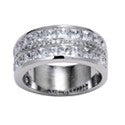 Mens 9 MM Channel Princess Cubic Zirconia CZ Wedding Band
