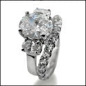 Matching Set 3 Ct Oval 3 Stone Ring Curved Share Prong Cubic Zirconia Cz Ring