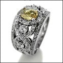 Anniversary Canary Oval 1 Ct Center Cubic Zirconia Cz Ring