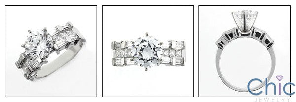 Engagement 2 Ct Round Center channel set Cubic Zirconia Cz Ring