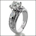 Engagement Round 1.25 Center Tapered Baguettes Ct Pave Cubic Zirconia Cz Ring