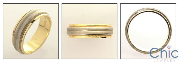 Mens 6mm Two Tone Concaved Band