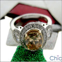 Estate Oval 2.5 Ct Center in Two Tone Gold  Cubic Zirconia 14K Gold Ring