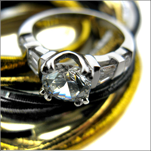 Engagement 1.50 Round Center Channel Baguettes Cubic Zirconia Cz Ring