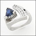 Fine Jewelry 2 Ct Sapphire Triangle Center Cubic Zirconia Cz Ring