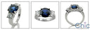 3 Stone 2 Ct Sapphire Round 0.60 Round Diamond Cubic Zirconia Cz Ring