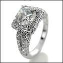 1.5 Round Cubic Zirconia Center Pave Anniversary 14K White Gold Ring