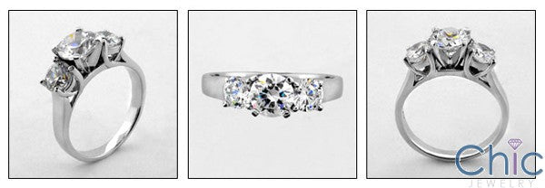 3 Stone 2 Ct 3 Rounds Cubic Zirconia Cz Ring