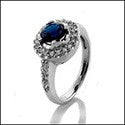Anniversary Sapphire 0.75 Round Halo Cubic Zirconia Cz Ring