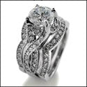 Matching Set 1.25 Round Center Pave Double Curved Cubic Zirconia Cz Ring