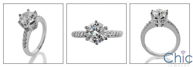 Engagement 2 Ct Round Center Pave Cubic Zirconia Cz Ring