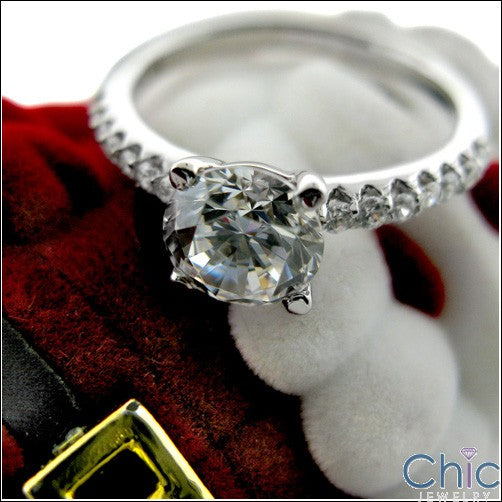 Engagement 1.25 Ct Round Center .30 Pave Cubic Zirconia Cz Ring