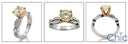 Engagement Canary round 1.5 Ct Center Rose Gold Two Tone Cubic Zirconia Cz Ring