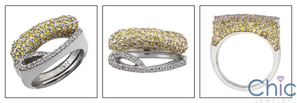 Fine Jewelry Canary Ct Diamond pave stackable Cubic Zirconia Cz Ring