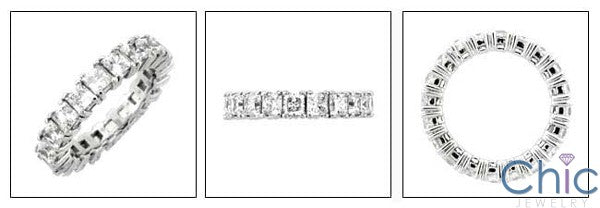 Eternity Princess 3 Carat Weight Prong Set Cubic Zirconia Wedding Band Ring