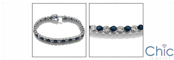 Sapphire & Diamond Channel Half Bezel Cubic Zirconia CZ Bracelet