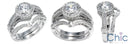 Matching Set 2.5 TCW Round Bezel Cubic Zirconia Center All Pave Ring and Wedding Band Ring 14K