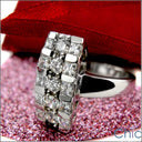 Round Princess Channel Cubic Zirconia  Stones 14K White Gold Right Hand Ring