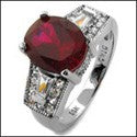 Anniversary 3 Ct Ruby Oval Cubic Zirconia Cz Ring