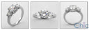 3 Stone 1 Ct Round Center .60 Cubic Zirconia Cz Ring