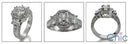 Radiant .75 Center CZ Stone Pave Channel Set 14K White Gold Cubic Zirconia Engagement Ring