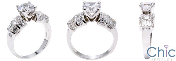 Engagement 1.75 Round Center Dome Shank in Channel Cubic Zirconia Cz Ring