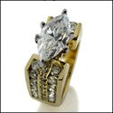 Engagement 3 Ct Marquise Yellow Gold Channel Cubic Zirconia Cz Ring