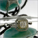 1 Carat Princess Center Cubic Zirconia Two Tone Halo 14K Gold Engagement Ring