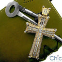 11.5 TCW Two Tone Gold Cross Princess & Round CZs