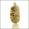 Cubic Zirconia Cz Two tone Baby Shoe Pave Charm Pendant
